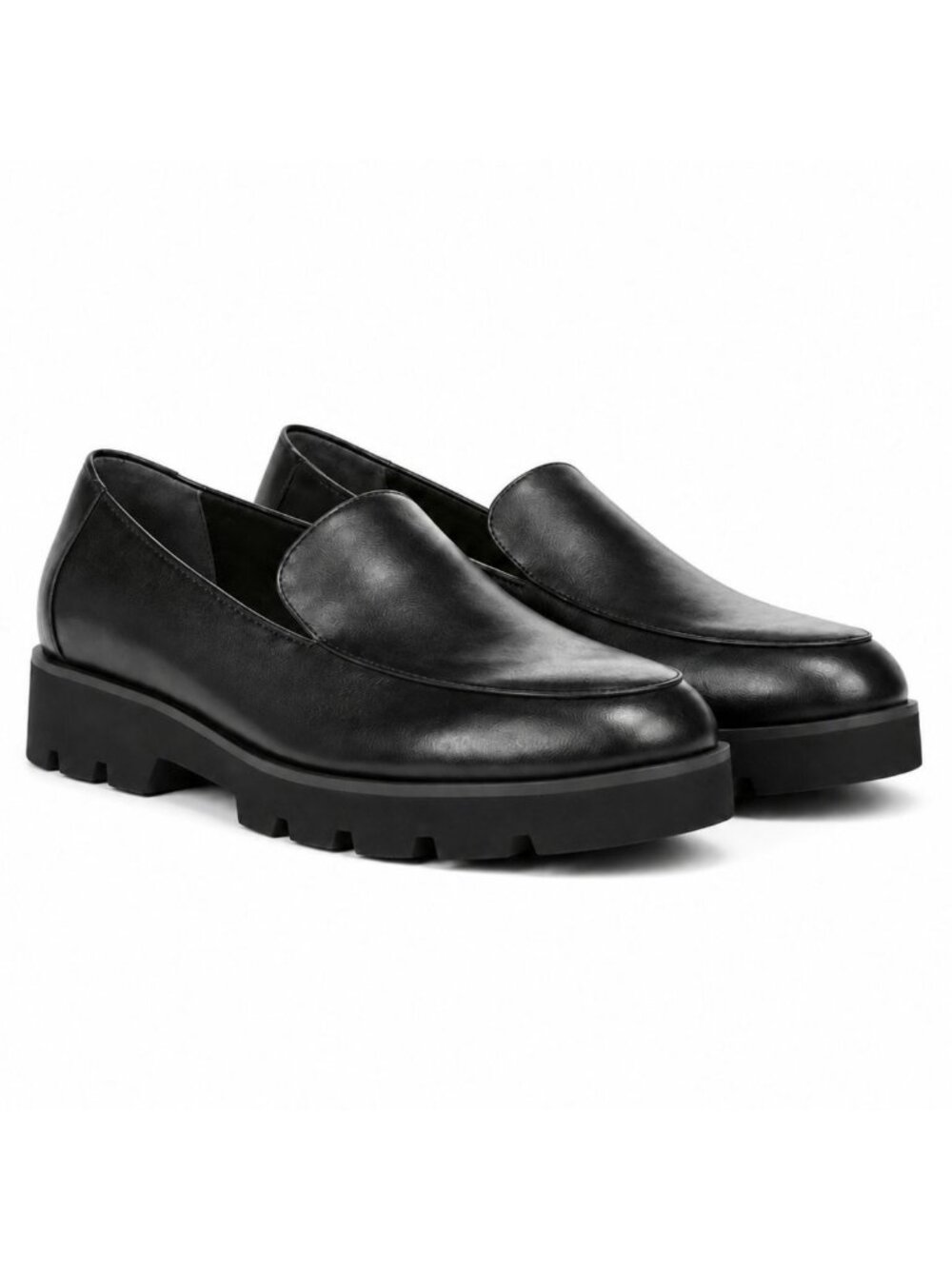 Vionic Kensley Supportive Black Leather Loafers Womens 9 Comfort Lug Sole